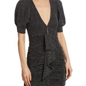 For Love And Lemons Black Ruched Bodycon Mini Dress